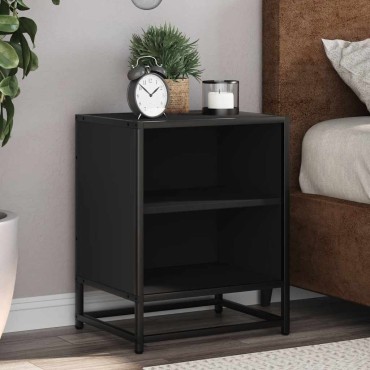 vidaXL Κομοδίνο Μαύρο 40x31x50cm Κατασκευασμένο ξύλο και μέταλλο 1 τεμ.