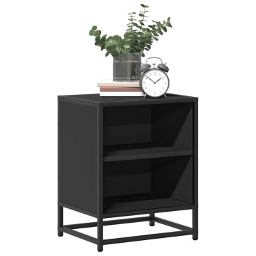 vidaXL Κομοδίνο Μαύρο 40x31x50cm Κατασκευασμένο ξύλο και μέταλλο 1 τεμ.