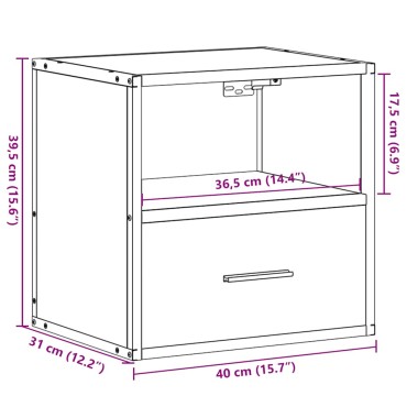 vidaXL Επιτοίχια κομοδίνα 2 τεμ. Μαύρο 40x31x39,5cm