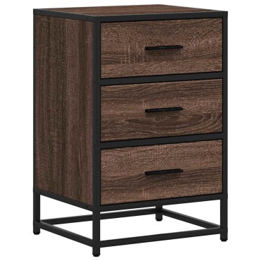 vidaXL Κομοδίνο καφέ δρυς 40x34,5x60cm Κατασκευασμένο ξύλο και μέταλλο 1 τεμ.