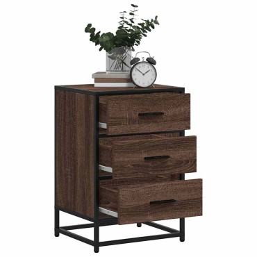 vidaXL Κομοδίνο καφέ δρυς 40x34,5x60cm Κατασκευασμένο ξύλο και μέταλλο 1 τεμ.