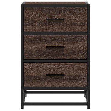 vidaXL Κομοδίνο καφέ δρυς 40x34,5x60cm Κατασκευασμένο ξύλο και μέταλλο 1 τεμ.