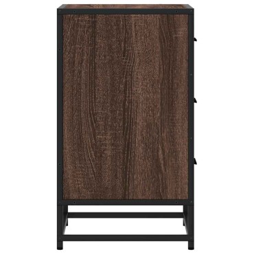 vidaXL Κομοδίνο καφέ δρυς 40x34,5x60cm Κατασκευασμένο ξύλο και μέταλλο 1 τεμ.