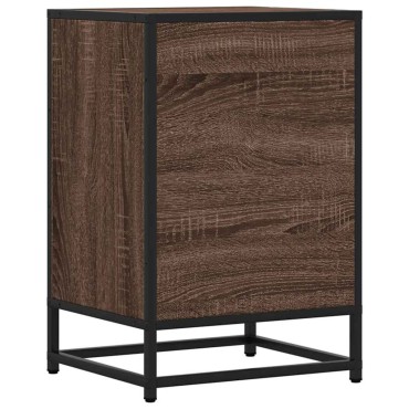 vidaXL Κομοδίνο καφέ δρυς 40x34,5x60cm Κατασκευασμένο ξύλο και μέταλλο 1 τεμ.