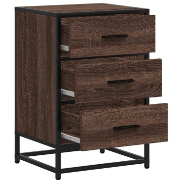 vidaXL Κομοδίνο καφέ δρυς 40x34,5x60cm Κατασκευασμένο ξύλο και μέταλλο 1 τεμ.