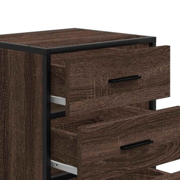 vidaXL Κομοδίνο καφέ δρυς 40x34,5x60cm Κατασκευασμένο ξύλο και μέταλλο 1 τεμ.
