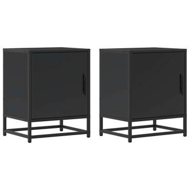 vidaXL Κομοδίνο Μαύρο 40x31x50cm Κατασκευασμένο ξύλο και μέταλλο 1 τεμ.