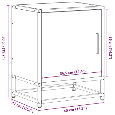 vidaXL Κομοδίνο Μαύρο 40x31x50cm Κατασκευασμένο ξύλο και μέταλλο 1 τεμ.