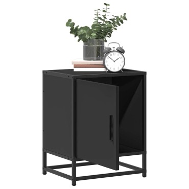 vidaXL Κομοδίνο Μαύρο 40x31x50cm Κατασκευασμένο ξύλο και μέταλλο 1 τεμ.