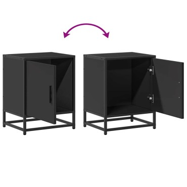 vidaXL Κομοδίνο Μαύρο 40x31x50cm Κατασκευασμένο ξύλο και μέταλλο 1 τεμ.