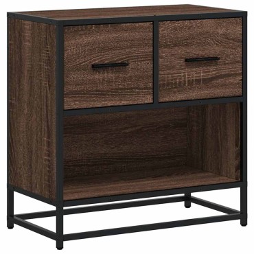 vidaXL Κομοδίνο καφέ δρυς 60x31x60cm Κατασκευασμένο ξύλο και μέταλλο 1 τεμ.