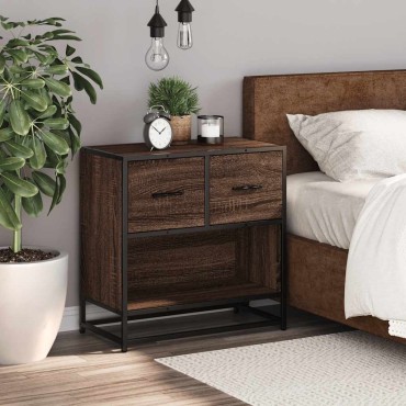 vidaXL Κομοδίνο καφέ δρυς 60x31x60cm Κατασκευασμένο ξύλο και μέταλλο 1 τεμ.