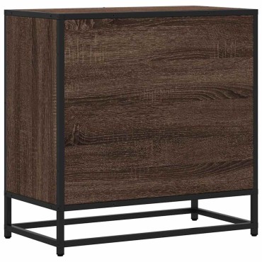 vidaXL Κομοδίνο καφέ δρυς 60x31x60cm Κατασκευασμένο ξύλο και μέταλλο 1 τεμ.