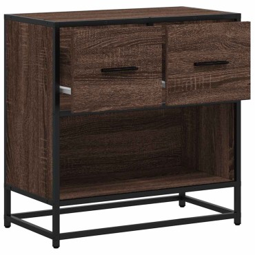 vidaXL Κομοδίνο καφέ δρυς 60x31x60cm Κατασκευασμένο ξύλο και μέταλλο 1 τεμ.