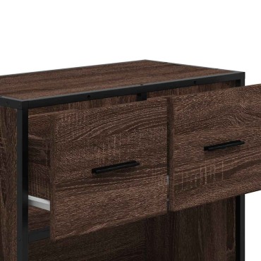 vidaXL Κομοδίνο καφέ δρυς 60x31x60cm Κατασκευασμένο ξύλο και μέταλλο 1 τεμ.