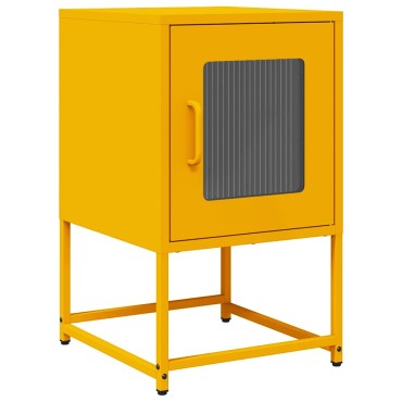 vidaXL Κομοδίνο ντουλάπι μουστάρδας κίτρινο 36x39x60,5cm 1 τεμ.