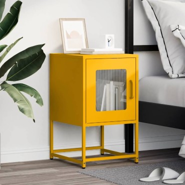 vidaXL Κομοδίνο ντουλάπι μουστάρδας κίτρινο 36x39x60,5cm 1 τεμ.
