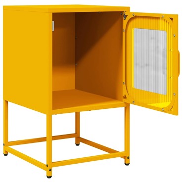 vidaXL Κομοδίνο ντουλάπι μουστάρδας κίτρινο 36x39x60,5cm 1 τεμ.