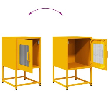vidaXL Κομοδίνο ντουλάπι μουστάρδας κίτρινο 36x39x60,5cm 1 τεμ.
