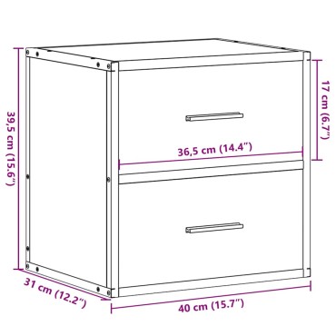 vidaXL Κομοδίνο επίτοιχο ντουλάπι καφέ δρυς 40x31x39,5cm 1 τεμ.