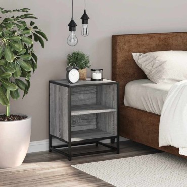 vidaXL Κομοδίνο Γκρι Sonoma 40x31x50cm Κατασκευασμένο ξύλο και μέταλλο 1 τεμ.