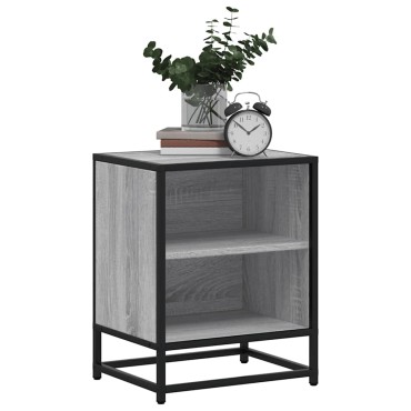 vidaXL Κομοδίνο Γκρι Sonoma 40x31x50cm Κατασκευασμένο ξύλο και μέταλλο 1 τεμ.