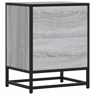 vidaXL Κομοδίνο Γκρι Sonoma 40x31x50cm Κατασκευασμένο ξύλο και μέταλλο 1 τεμ.