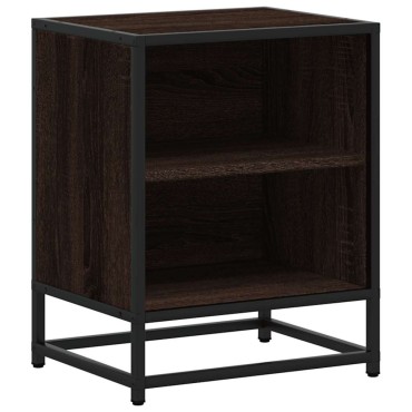 vidaXL Κομοδίνο καφέ δρυς 40x31x50cm Κατασκευασμένο ξύλο και μέταλλο 1 τεμ.