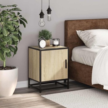 vidaXL Κομοδίνο Sonoma Oak Κατασκευασμένο ξύλο και μέταλλο 40x31x50 cm 1 τεμ.