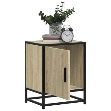 vidaXL Κομοδίνο Sonoma Oak Κατασκευασμένο ξύλο και μέταλλο 40x31x50 cm 1 τεμ.