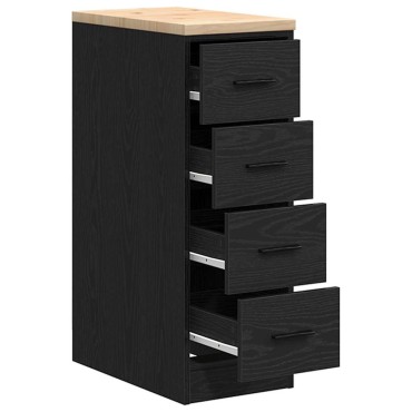 vidaXL ντουλάπι αποθήκευσης γκαράζ μαύρο 30x51x85 εκ μασίφ ξύλο πεύκο