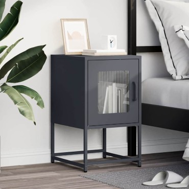 vidaXL Κομοδίνο Ανθρακί 36x39x60,5cm από χάλυβα ψυχρής έλασης 1 τεμ.