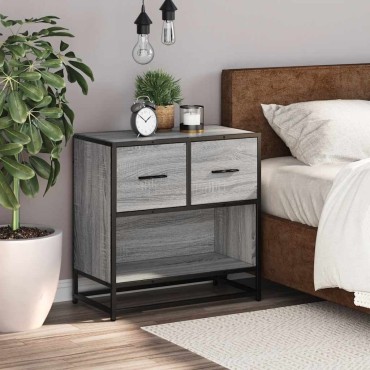 vidaXL Κομοδίνο Γκρι Sonoma 60x31x60cm Κατασκευασμένο ξύλο και μέταλλο 1 τεμ.