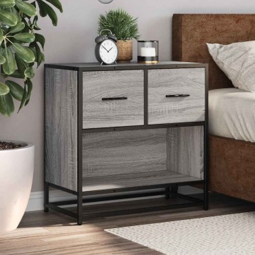 vidaXL Κομοδίνο Γκρι Sonoma 60x31x60cm Κατασκευασμένο ξύλο και μέταλλο 1 τεμ.