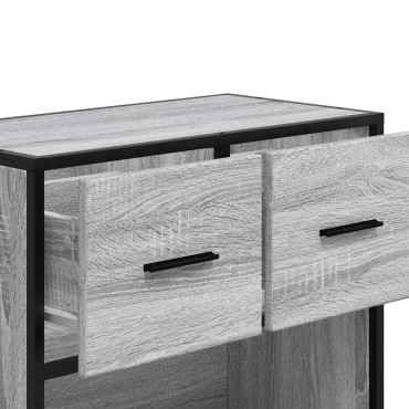 vidaXL Κομοδίνο Γκρι Sonoma 60x31x60cm Κατασκευασμένο ξύλο και μέταλλο 1 τεμ.