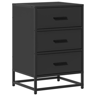 vidaXL Κομοδίνο Μαύρο 40x34,5x60cm Κατασκευασμένο ξύλο και μέταλλο 1 τεμ.