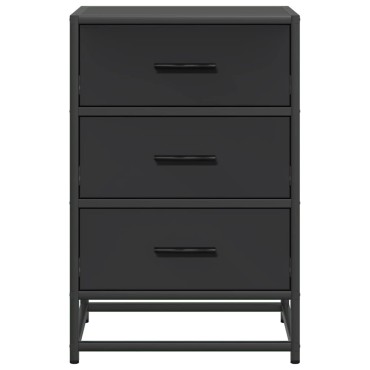 vidaXL Κομοδίνο Μαύρο 40x34,5x60cm Κατασκευασμένο ξύλο και μέταλλο 1 τεμ.