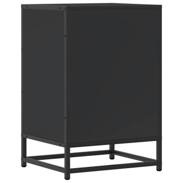 vidaXL Κομοδίνο Μαύρο 40x34,5x60cm Κατασκευασμένο ξύλο και μέταλλο 1 τεμ.