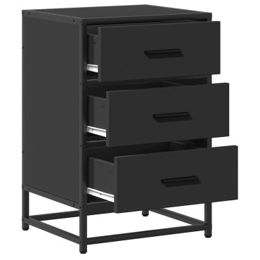 vidaXL Κομοδίνο Μαύρο 40x34,5x60cm Κατασκευασμένο ξύλο και μέταλλο 1 τεμ.