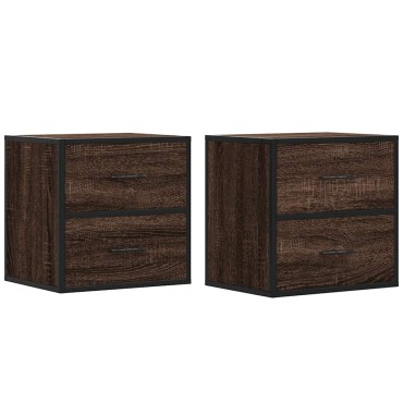 vidaXL Επίτοιχα κομοδίνα 2 τεμ. καφέ δρυς 40x31x39,5cm