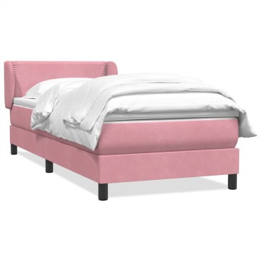 vidaXL Box Spring κρεβάτι με στρώμα ροζ 80x210cm Βελούδινο - Μονό