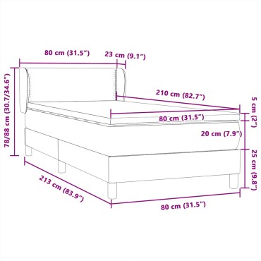 vidaXL Box Spring κρεβάτι με στρώμα ροζ 80x210cm Βελούδινο - Μονό