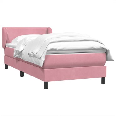 vidaXL Box Spring κρεβάτι με στρώμα ροζ 80x210cm Βελούδινο - Μονό