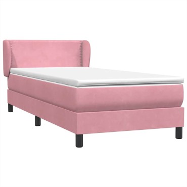 vidaXL Box Spring κρεβάτι με στρώμα ροζ 80x210cm Βελούδινο - Μονό