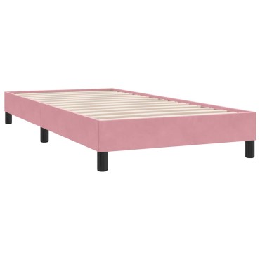 vidaXL Box Spring κρεβάτι με στρώμα ροζ 80x210cm Βελούδινο - Μονό