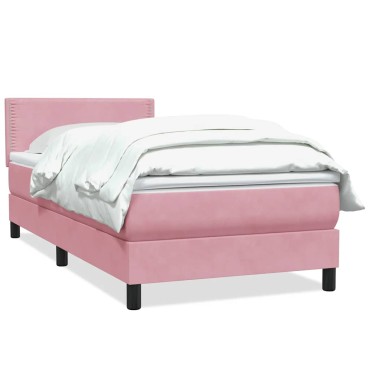 vidaXL Box Spring κρεβάτι με στρώμα ροζ 80x210cm Βελούδινο - Μονό
