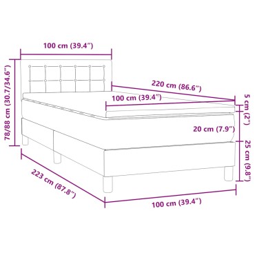 vidaXL Box Spring κρεβάτι με στρώμα ροζ 100x220cm Βελούδινο - Μονό