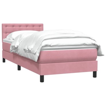 vidaXL Box Spring κρεβάτι με στρώμα ροζ 100x220cm Βελούδινο - Μονό