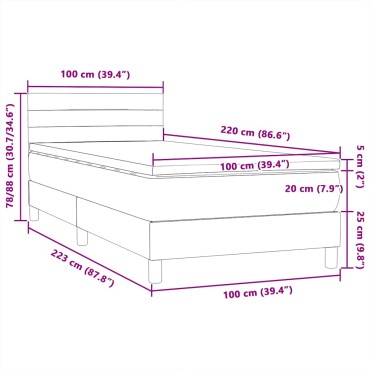 vidaXL Box Spring κρεβάτι με στρώμα ροζ 100x220cm Βελούδινο - Μονό