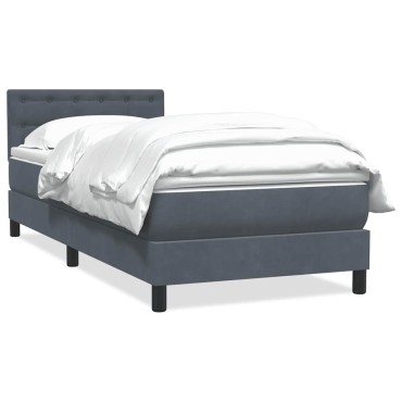 vidaXL Box Spring Κρεβάτι με στρώμα Σκούρο γκρι 80x210cm Βελούδινο 1 τεμ. - Μονό